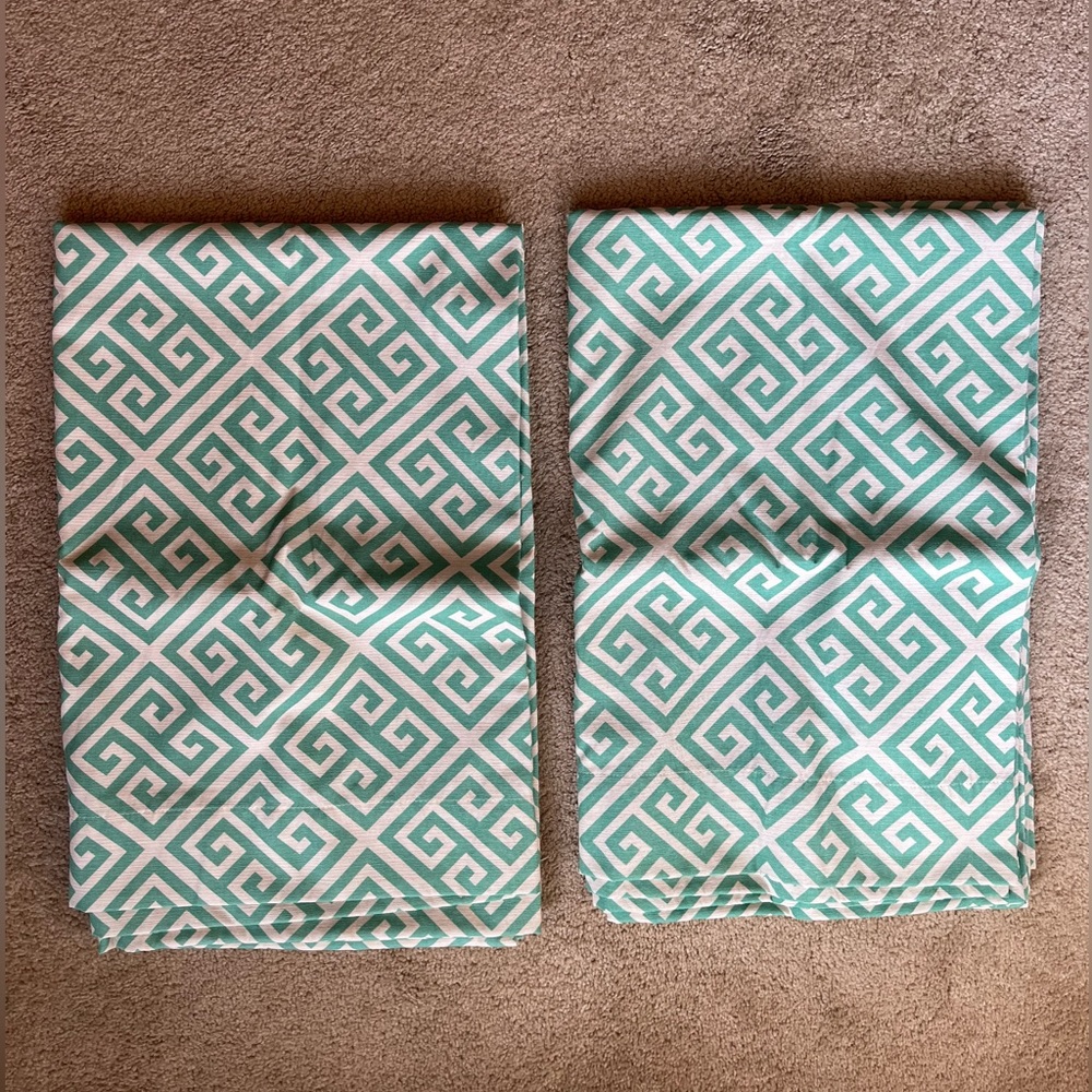 Threshold Green Greek Key Pattern Curtains - Set of 2 - Size 84” x 54”